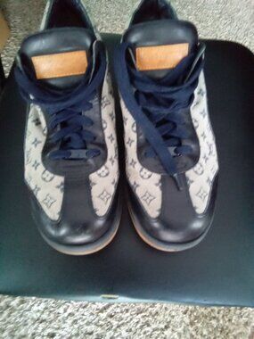 The Louis Vuitton BLUE Monogram Mini Sneakers Shoes in size 38